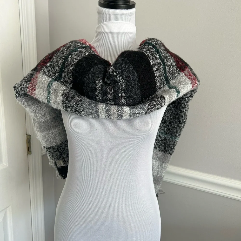 Simply Southern Soft Plaid Shawl - Black, Red, Green, White